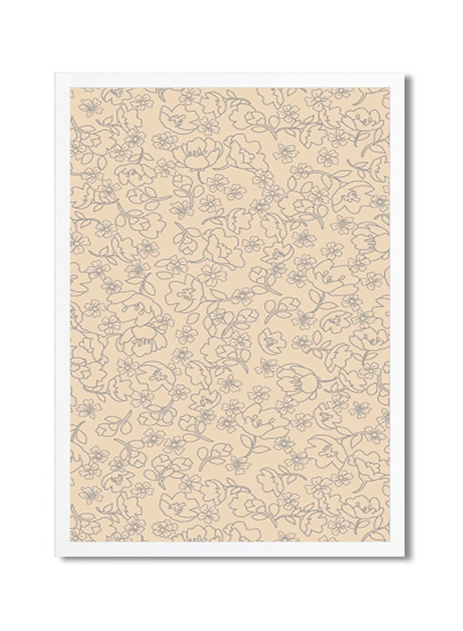 Floral Pattern Printed Poster Beige/Grey 45x30cm 