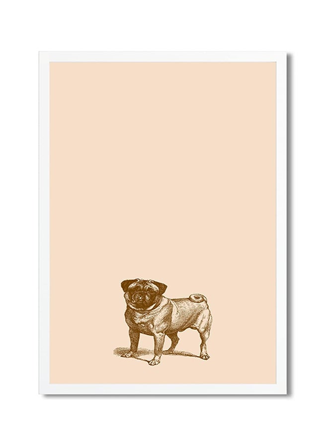 Pug Sketch Printed Poster Beige/Black/White 45x30cm 