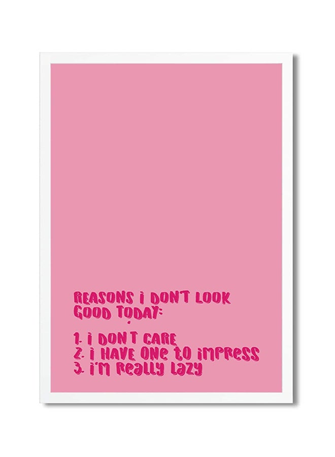 Quote Printed Poster Pink/White 30x20cm 