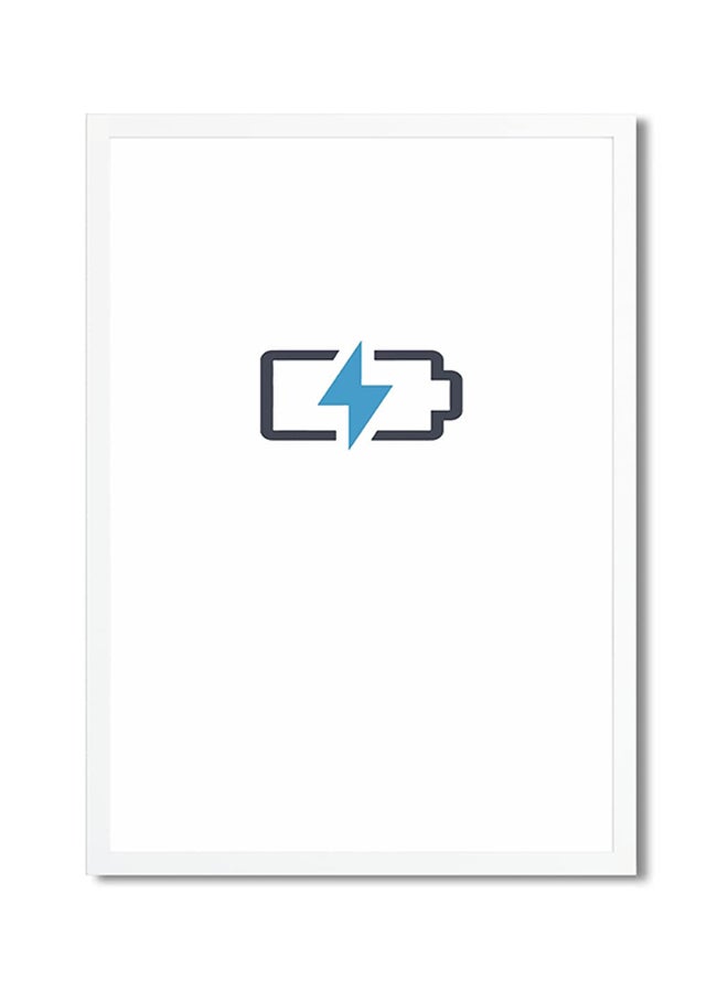 Battery Recharge Printed Poster White/Blue 30x20cm 