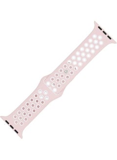 HuHa Replacement Strap Watchband For Apple Watch Series 7 45mm / 6 / SE / 5 / 4 44mm / 3 / 2 / 1 42mm Light Pink/White  - Image 1
