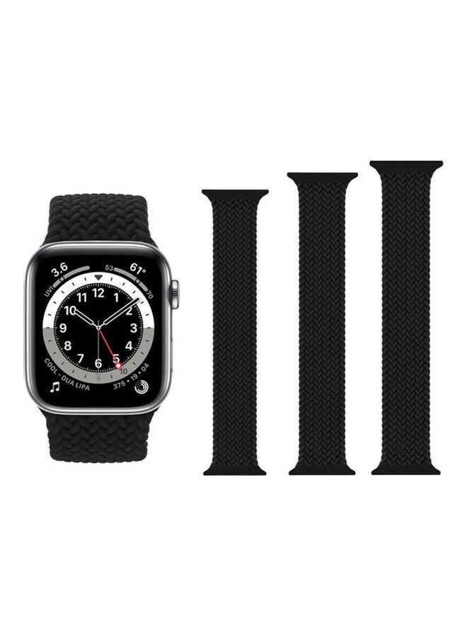 HuHa - 3-Piece Replacement Band For Apple Watch 1/2/3/4/5/6/SE 42/44mm Black - Image 1
