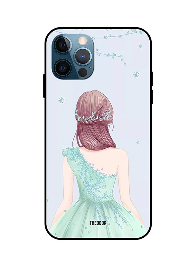 ثيودور غطاء حماية واقٍ لهاتف أبل آيفون 12 برو ماكس بطبعة فتاة وزهور لطيفة متعدد الألوان