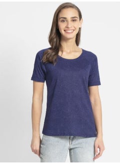 Athleisure Round Neck Plain T-Shirt Navy Blue