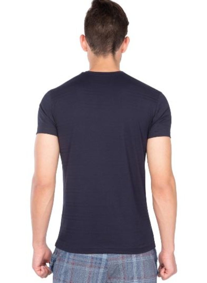 JOCKEY - Casual V-Neck Plain T-Shirt Navy Blue - Image 1