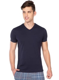 Casual V-Neck Plain T-Shirt Navy Blue