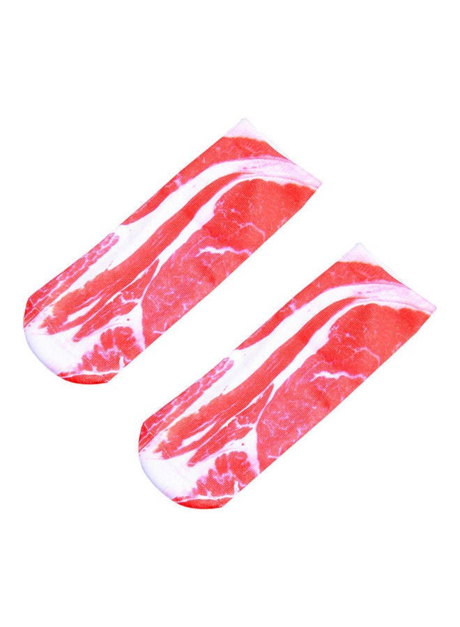 Pair Of 3D Skeleton Printed Socks Red  - Image 1
