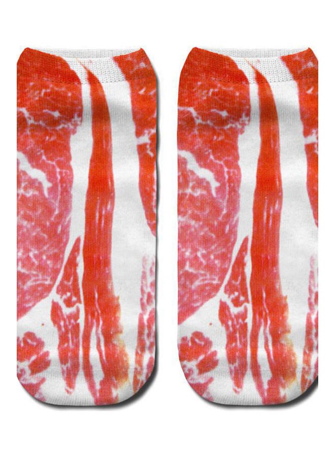Pair Of 3D Skeleton Printed Socks Red  - Image 2