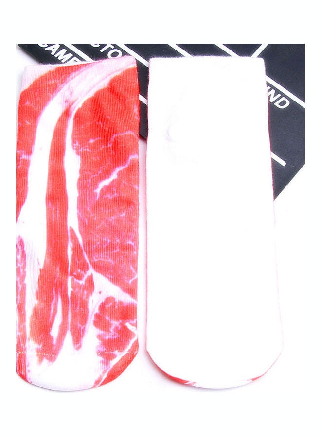 Pair Of 3D Skeleton Printed Socks Red  - Image 5