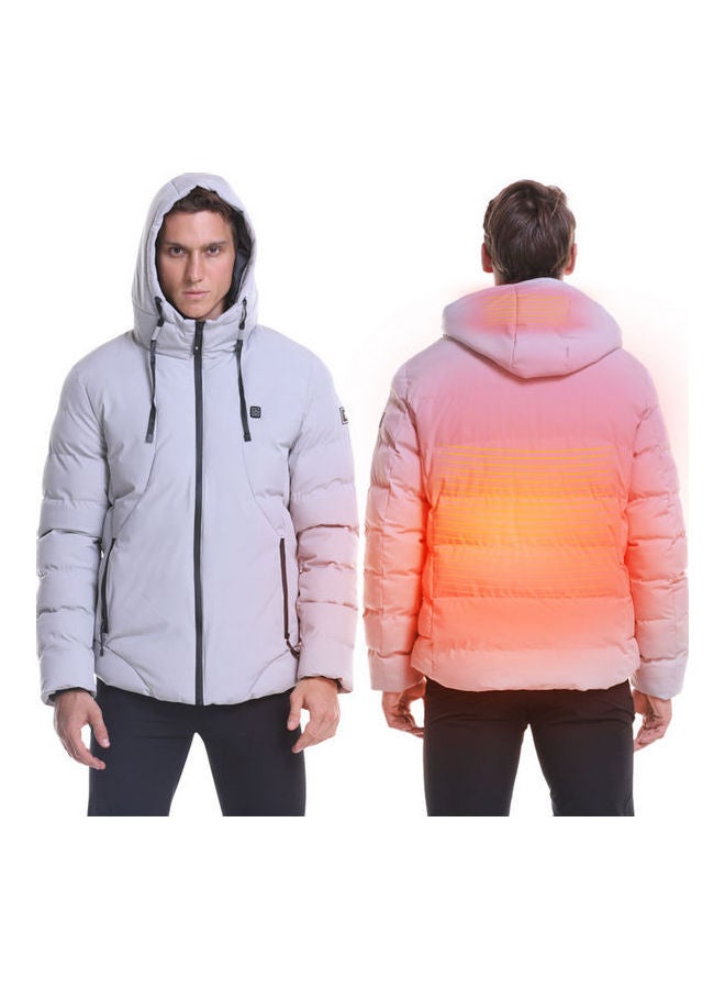 Winter Warm USB Heated Down Jacket Grey - Image 2