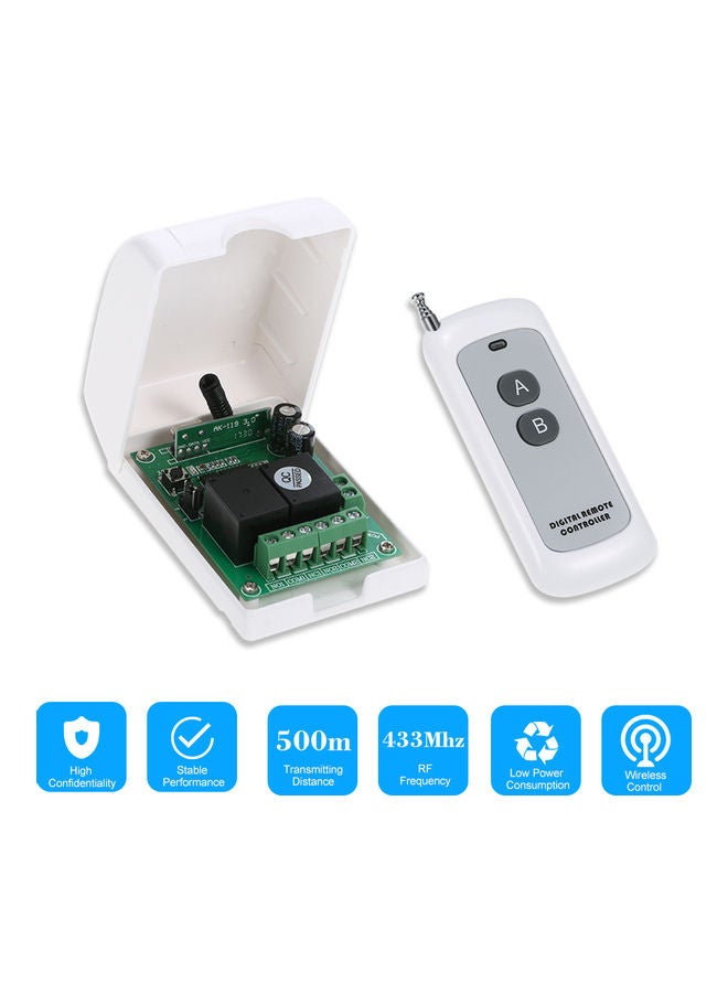 Generic 2-Piece 2-Channel Wireless Switch And RF Transmitter Remote Control Set White  - Image 3