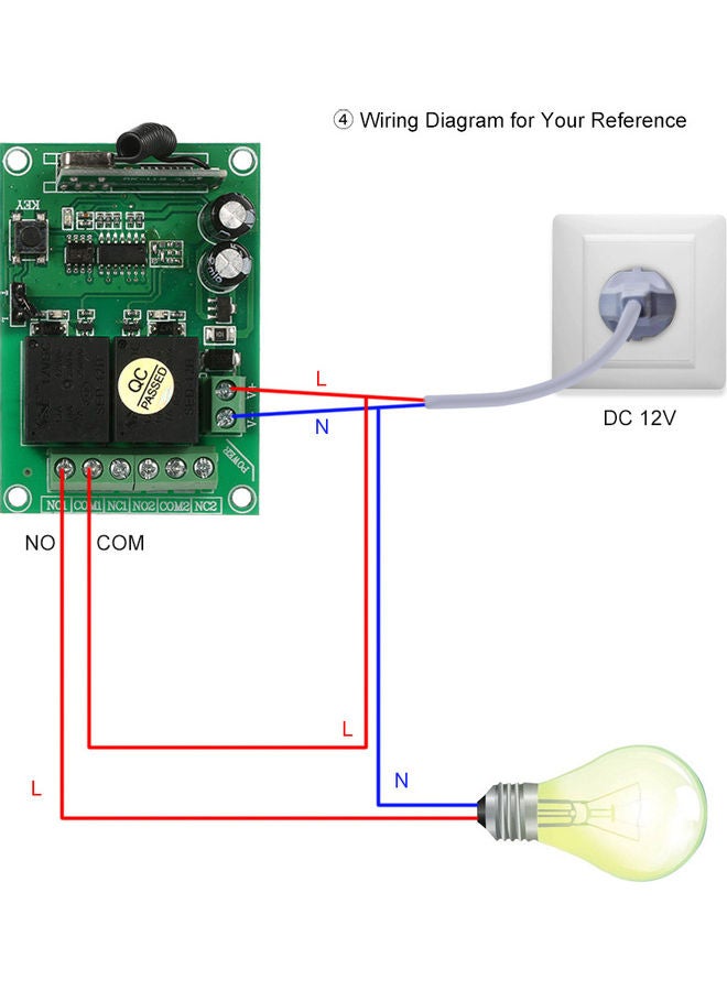 Generic 2-Piece 2-Channel Wireless Switch And RF Transmitter Remote Control Set White  - Image 4