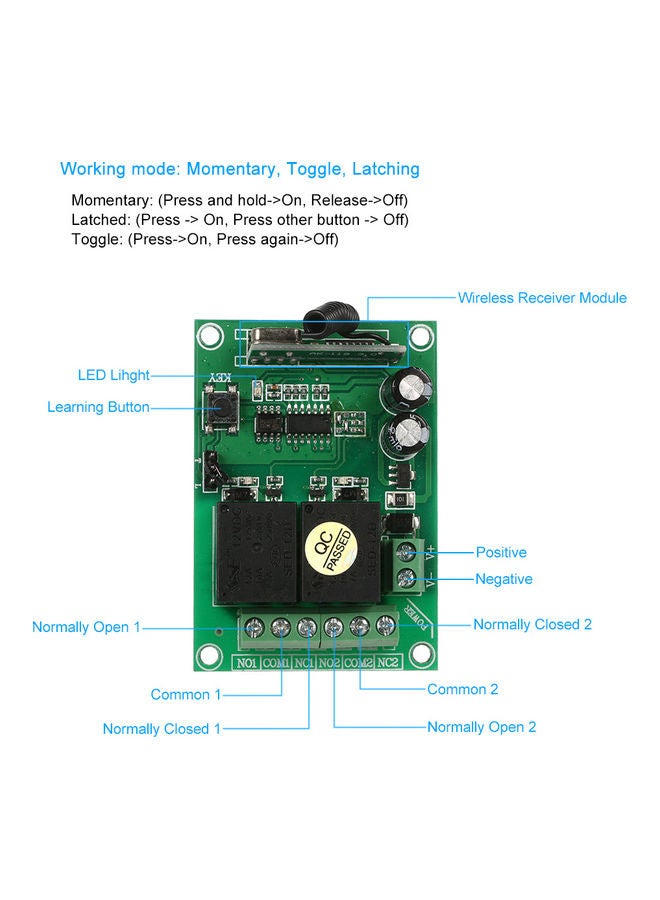 Generic 2-Piece 2-Channel Wireless Switch And RF Transmitter Remote Control Set White  - Image 5