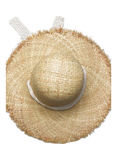 Beach Raffia Straw Hat With Chin Strap Sandy