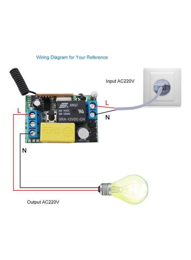 Generic 2-Piece Push Button Wall Switch And Receiver Board Set White  - Image 3