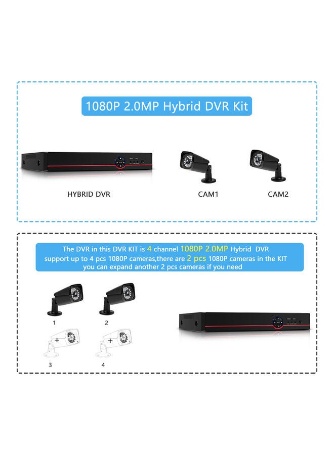 9-Piece Security System Set Black/Red  - Image 4