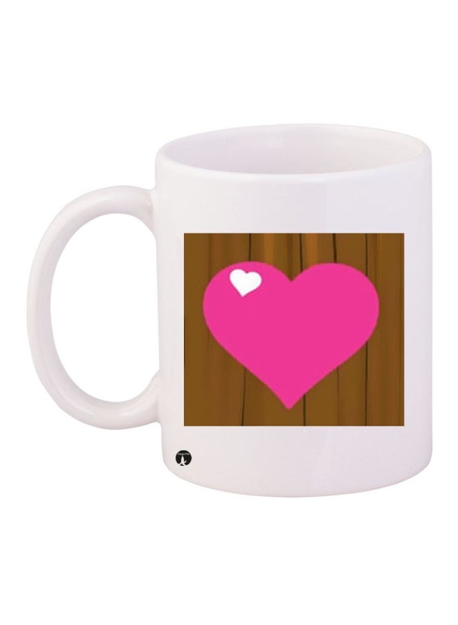 بي بي قدح قهوة خزفي أبيض/ بني/ وردي