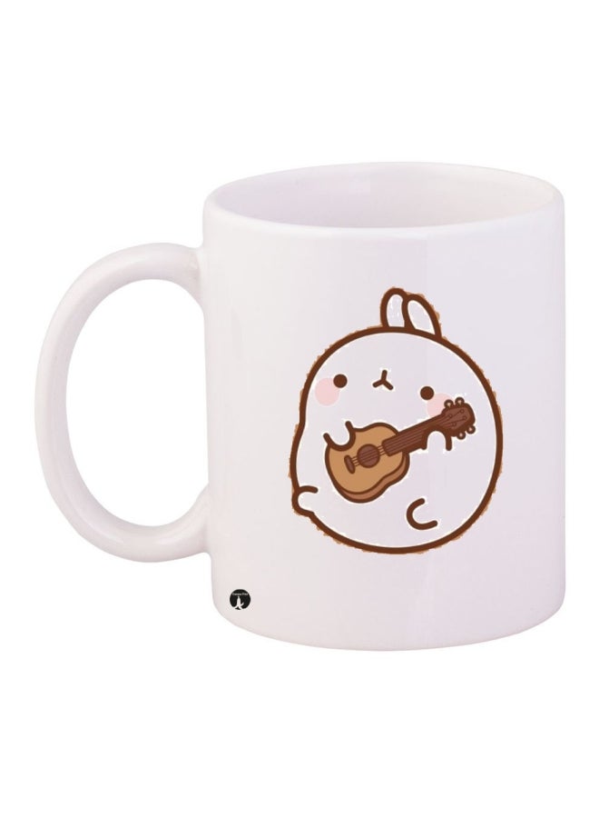 بي بي قدح قهوة خزفي أبيض/بني