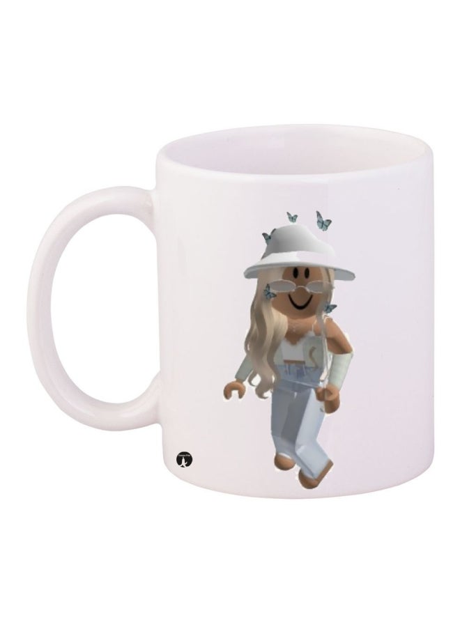 قدح قهوة مطبوع أبيض