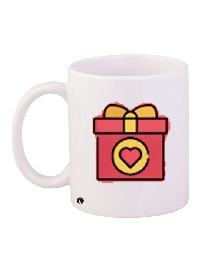 بي بي قدح قهوة خزفي أبيض/ وردي