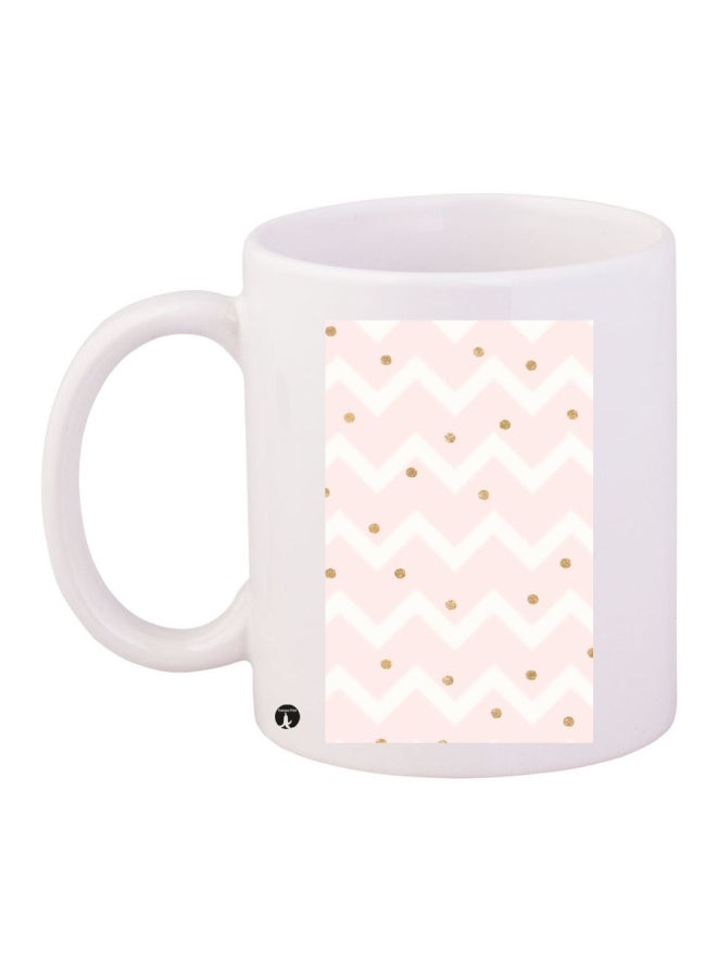 قدح قهوة خزفي أبيض/ وردي