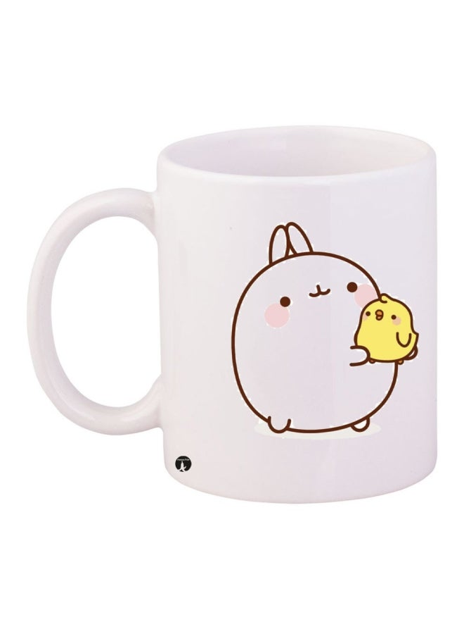 بي بي قدح قهوة خزفي أبيض/أصفر