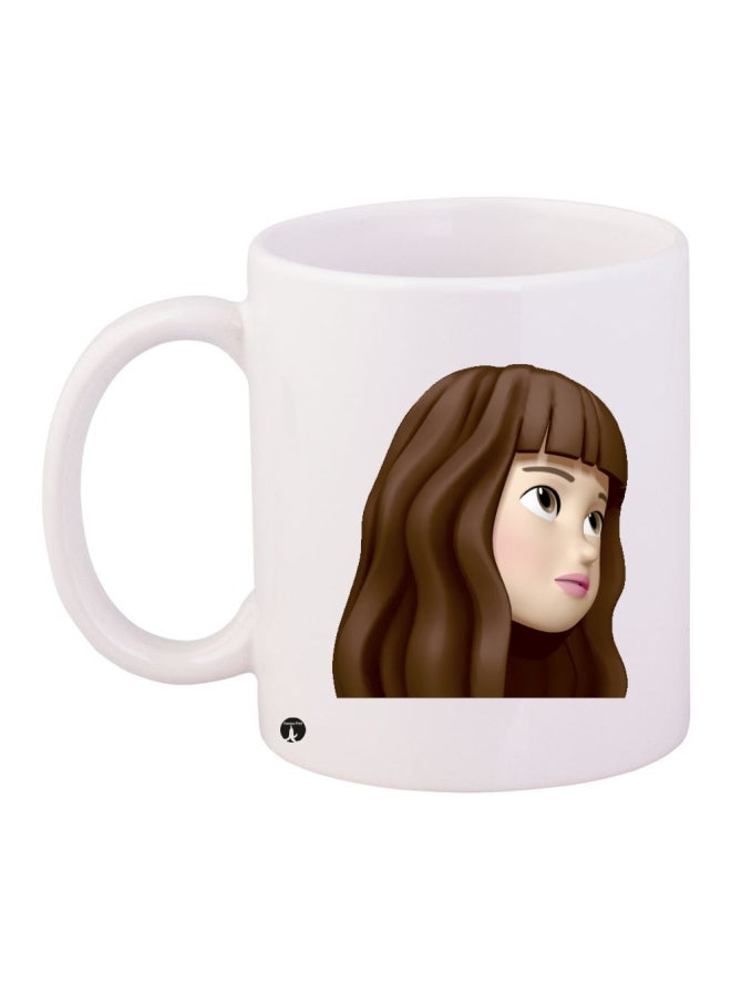 قدح قهوة خزفي أبيض/بني