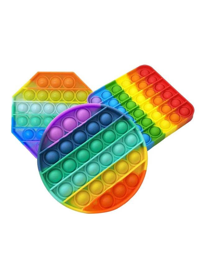 XiuWoo - 3-Piece Stress Relieve Silicone Push Pop Bubble Fidget Squishy Toy Set 12.6x1.5x12.5cm - Image 1