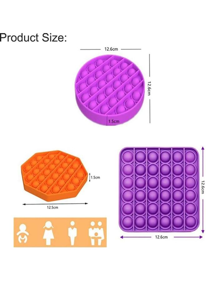 XiuWoo - 3-Piece Stress Relieve Silicone Push Pop Bubble Fidget Squishy Toy Set 12.6x1.5x12.5cm - Image 1