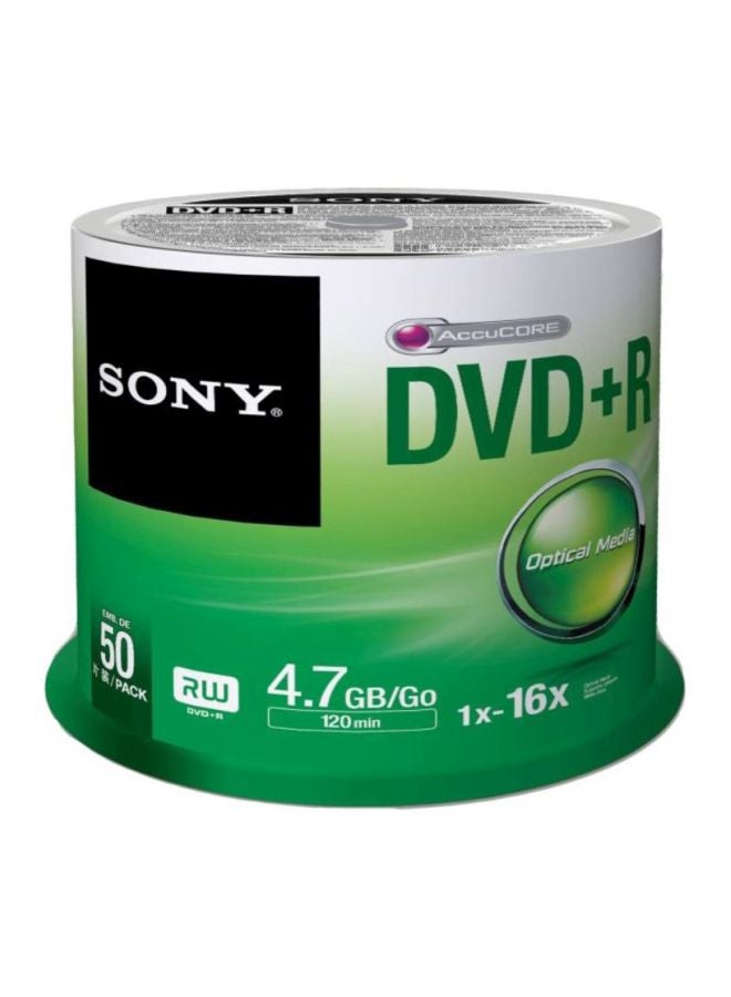 50-Piece AccuCore DVD+R Optical Media Disc 50DPR47SP Multicolour