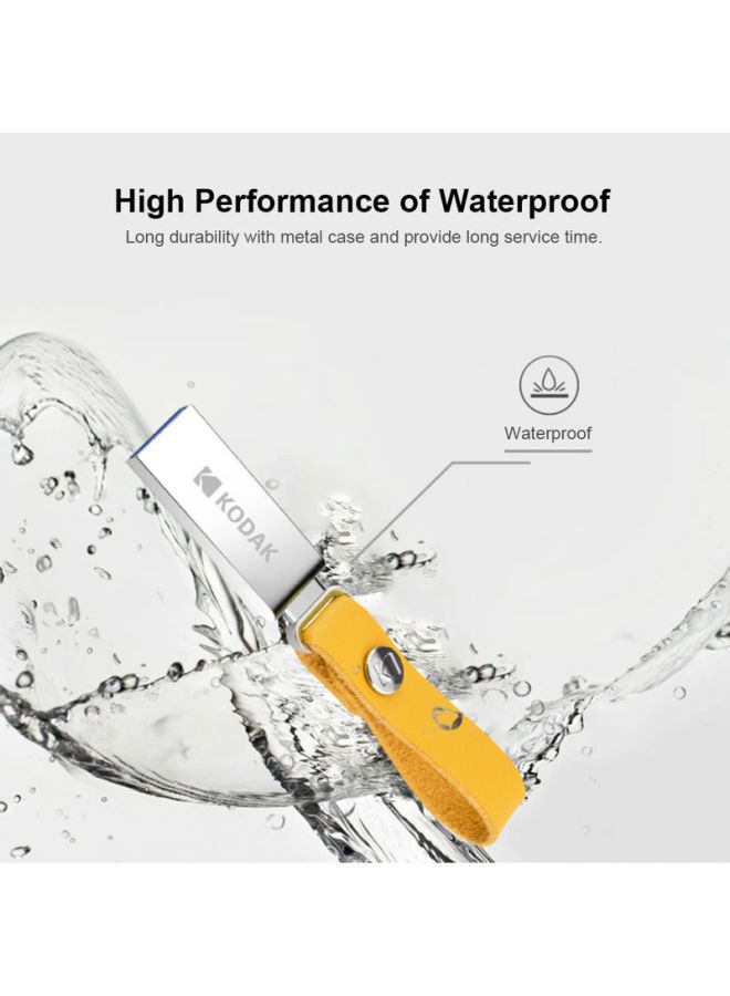كوداك - فلاش درايف K123 ميني USB 3.0 قابل للحمل ومضاد للماء ومصنوع من المعدن بتصميم على شكل قلم ومزود بحبل بذاكرة تخزين بسعة 64 جيجابايت C6682-64-L فضي - Image 1