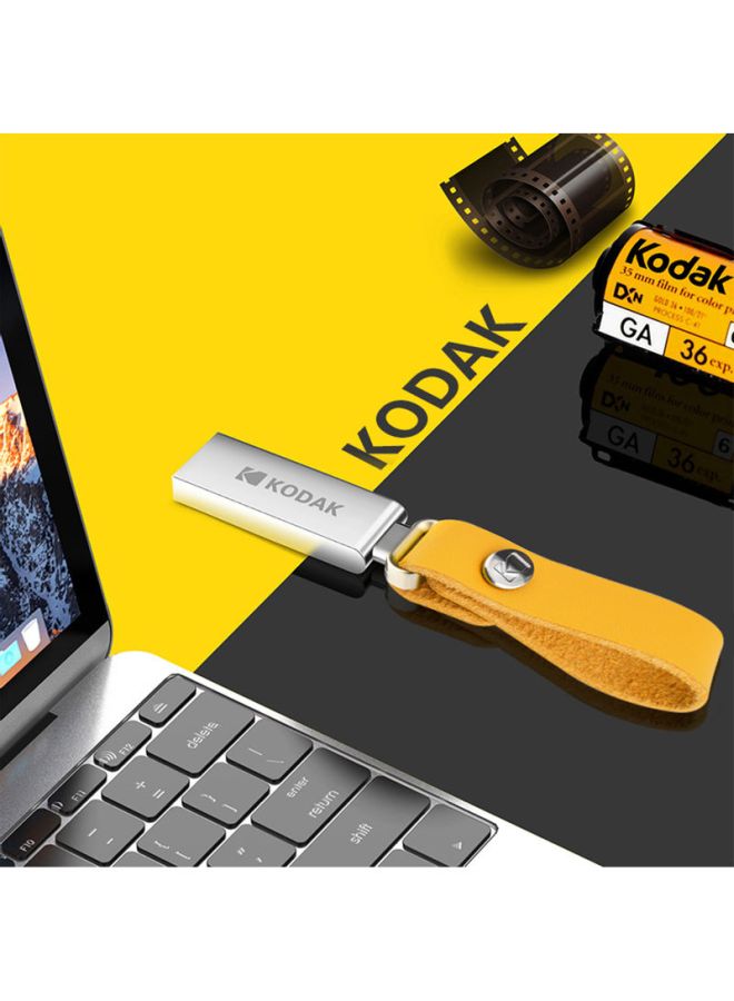 كوداك - فلاش درايف K123 ميني USB 3.0 قابل للحمل ومضاد للماء ومصنوع من المعدن بتصميم على شكل قلم ومزود بحبل بذاكرة تخزين بسعة 64 جيجابايت C6682-64-L فضي - Image 1