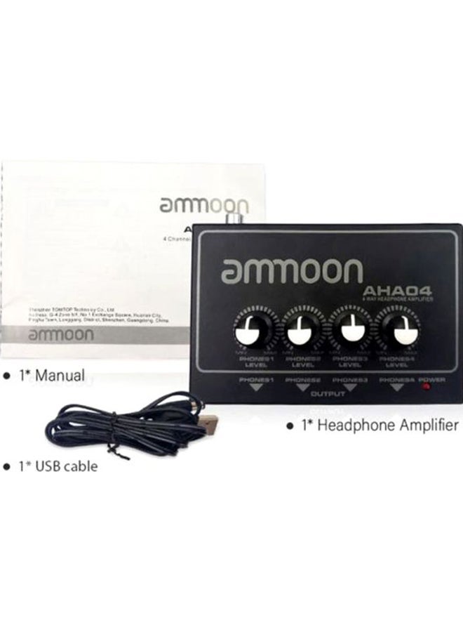 ammoon 4-Way Headphone Amplifier AHA04 Black/Grey/White  - Image 3