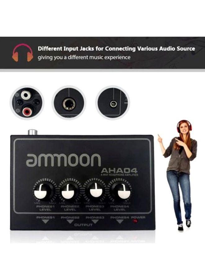 ammoon 4-Way Headphone Amplifier AHA04 Black/Grey/White  - Image 4