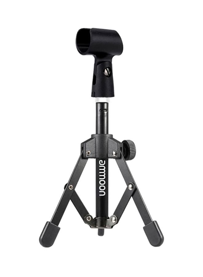 ammoon Mini Foldable Microphone Stand With Clip Holder I2383 Black  - Image 1