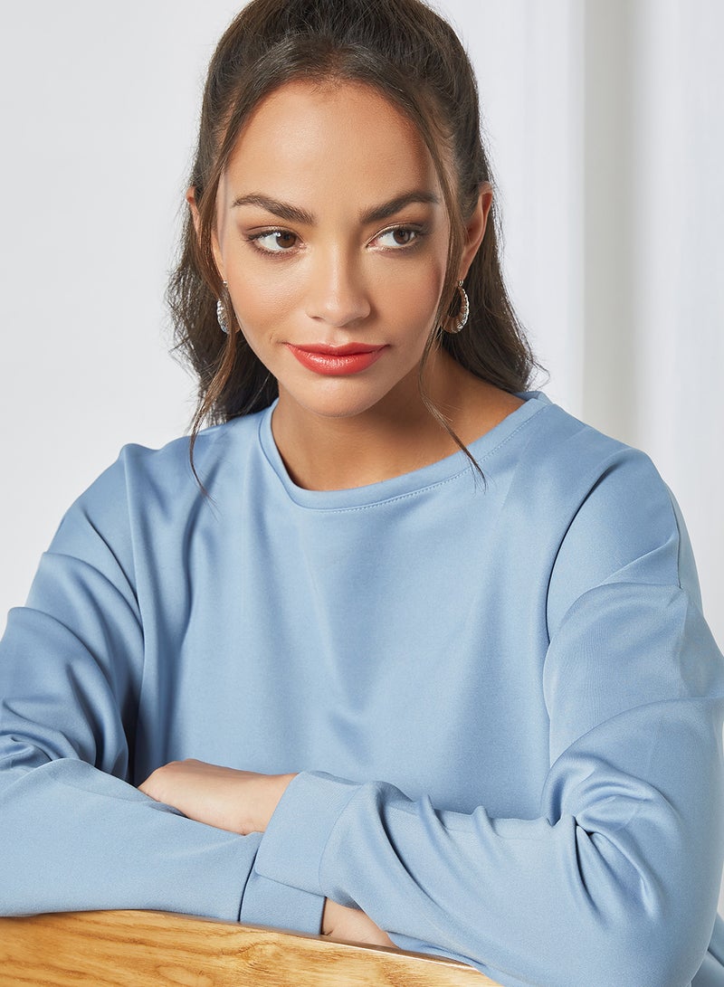 trendyol - Plain Cropped Sweatshirt Blue - Image 1