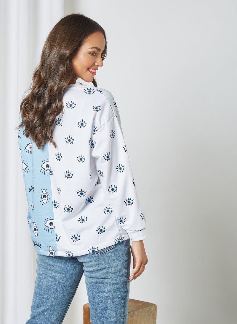 trendyol - Colourblock Eye Patterned Sweatshirt Multicolour - Image 1