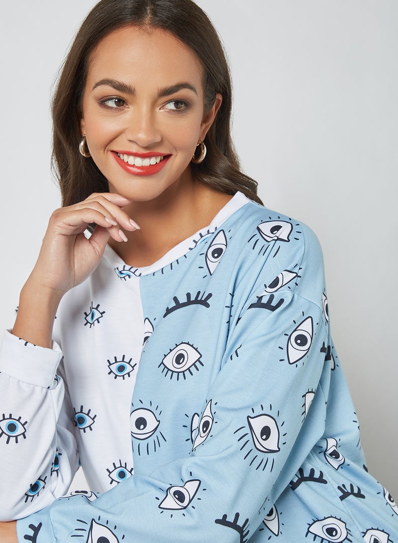 trendyol - Colourblock Eye Patterned Sweatshirt Multicolour - Image 1