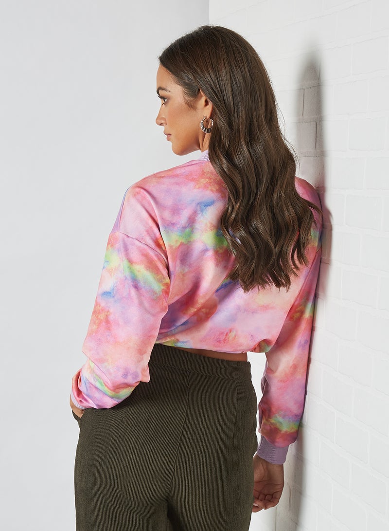 trendyol - Tie Dye Cropped Sweatshirt Multicolour - Image 1