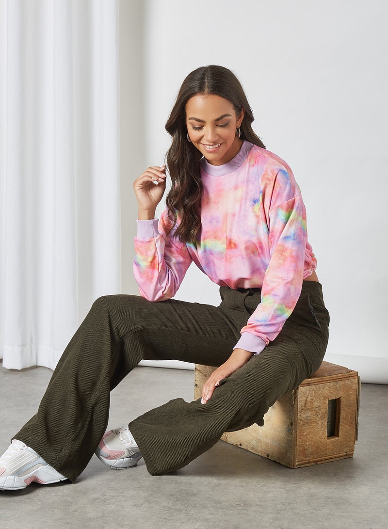 trendyol - Tie Dye Cropped Sweatshirt Multicolour - Image 1