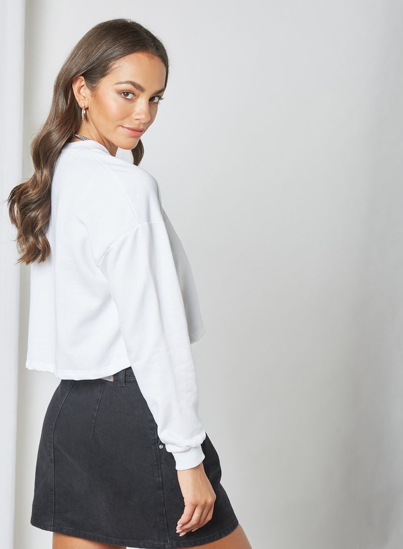 trendyol - Tiger Graphic Cropped Sweatshirt Ecru - Image 1