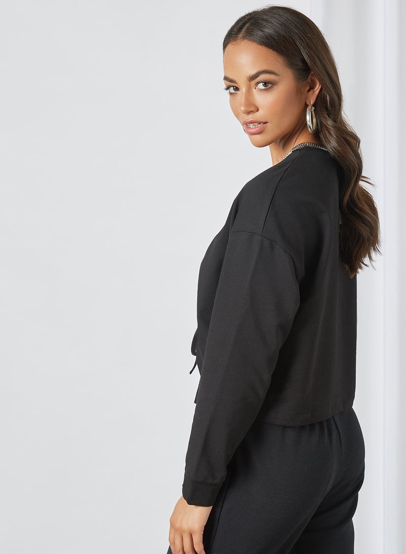 trendyol - Ruched Front Sweatshirt Black - Image 1