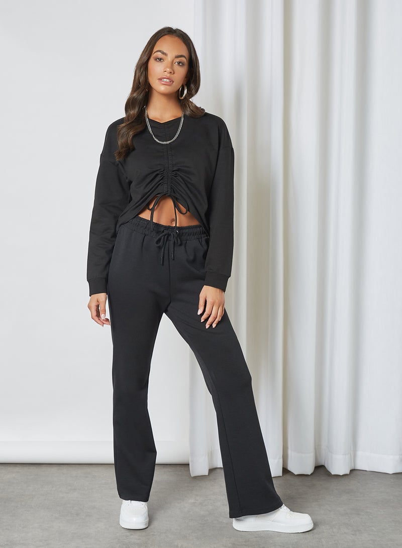 trendyol - Ruched Front Sweatshirt Black - Image 1