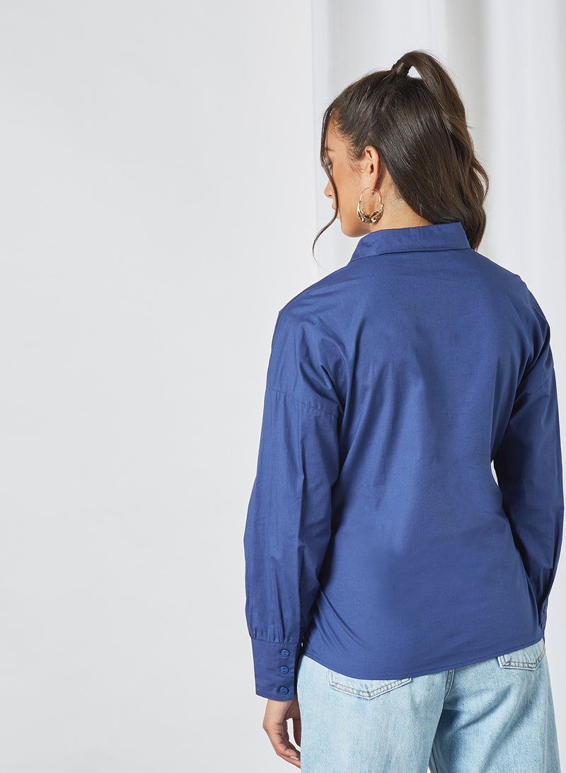trendyol Belted Shirt Indigo - Image 2