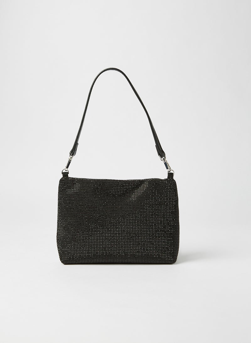 MANGO - Beaded Shoulder Bag Black - Image 1