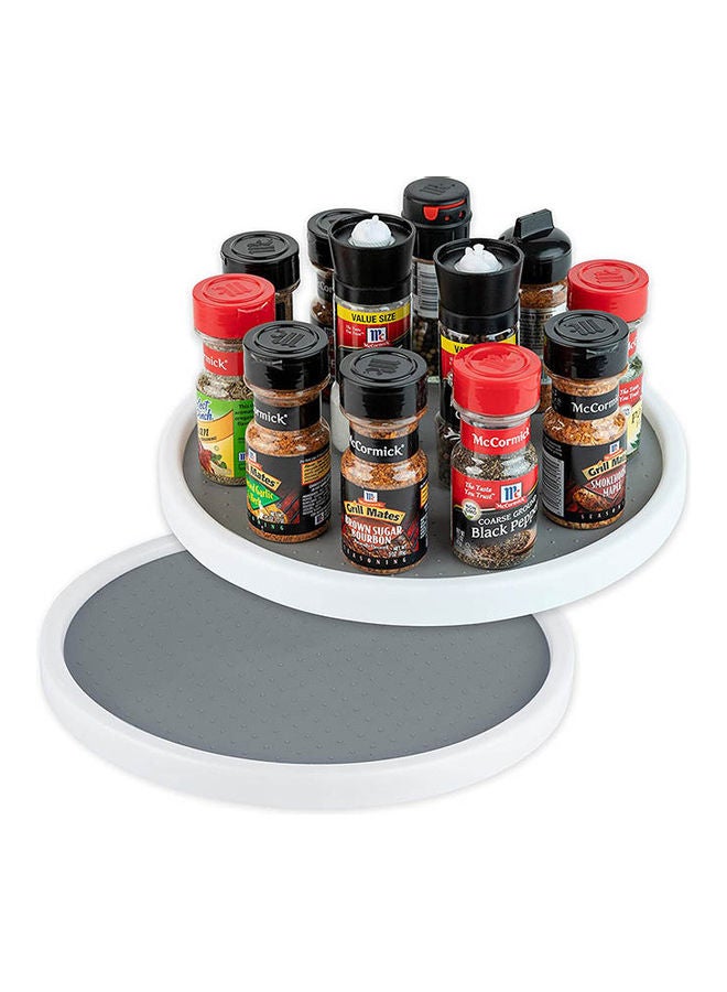 Turntable Round Rotating Spice Organizer Grey/White 30cm - Image 1