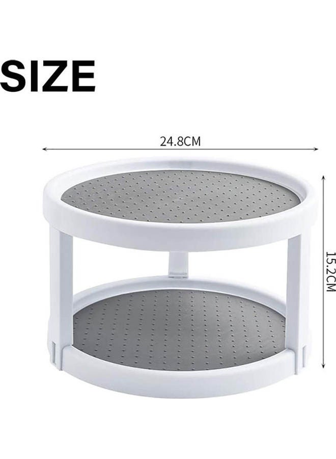 2-Tier Non Skid Turntable Cabinet Organizer Grey/White 24.8x15.2cm  - Image 2