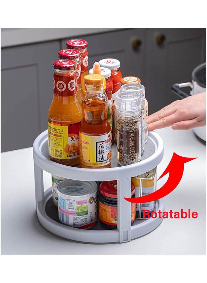 2-Tier Non Skid Turntable Cabinet Organizer Grey/White 24.8x15.2cm  - Image 4