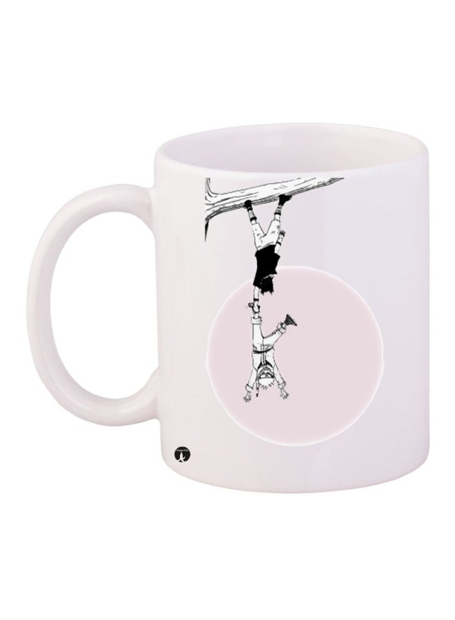 Printed Ceramic Coffee Mug White/Black