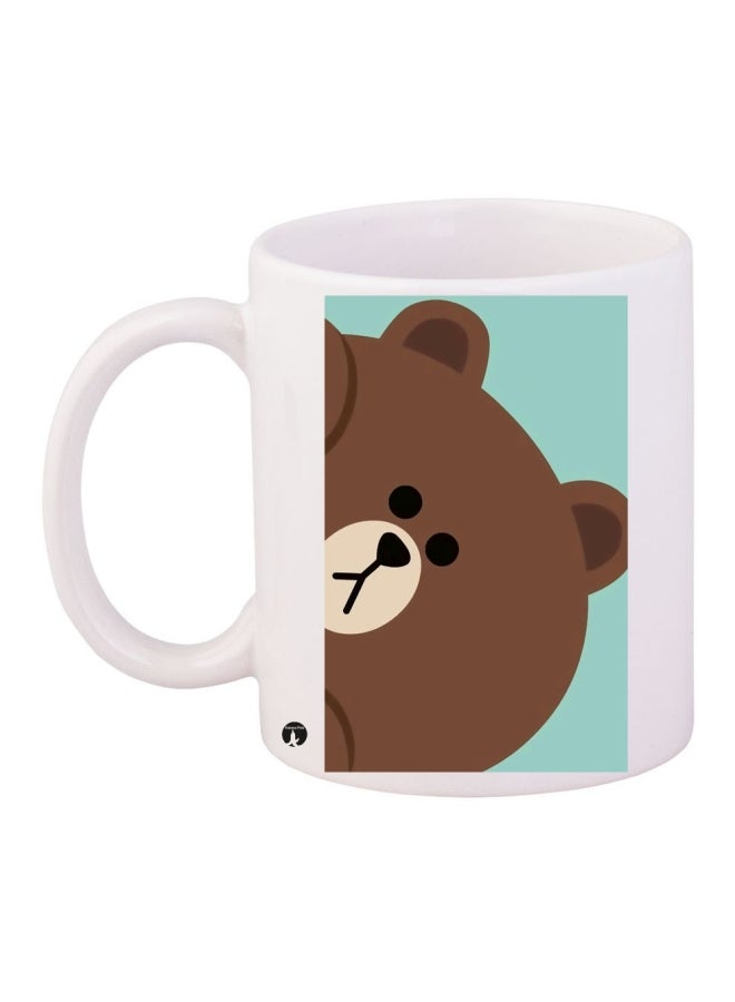 Printed Ceramic Coffee Mug White/Brown/Blue
